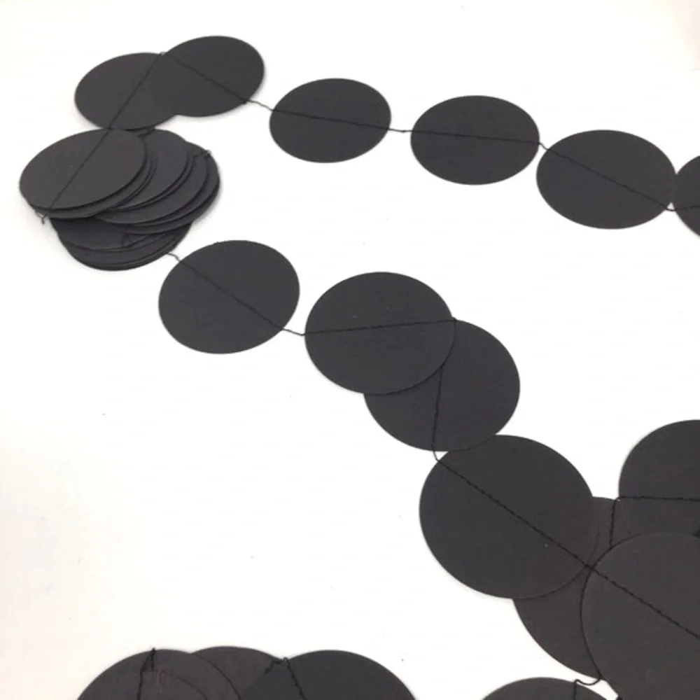 Black Dark Grey Round Paper Large Circle Party Halloween Extra Long Garland
